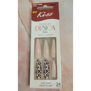 Kiss Fashion Design nails ready to wear glue on Extra Long Forbidden NIB 1